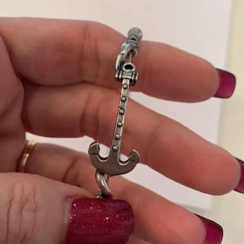 Alex and ani boat anchor silver tone beaded
